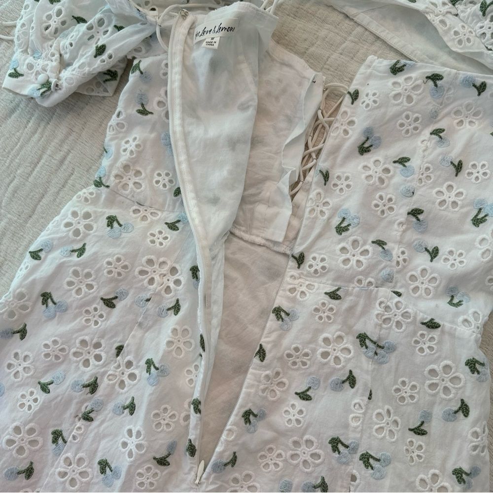 For Love and Lemons Wild Cherries Mini Dress Womens Size Medium *flaws - Picture 9 of 16